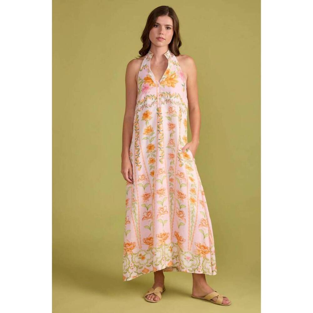NEW DOUBLE A dowry long halter dress in parfum